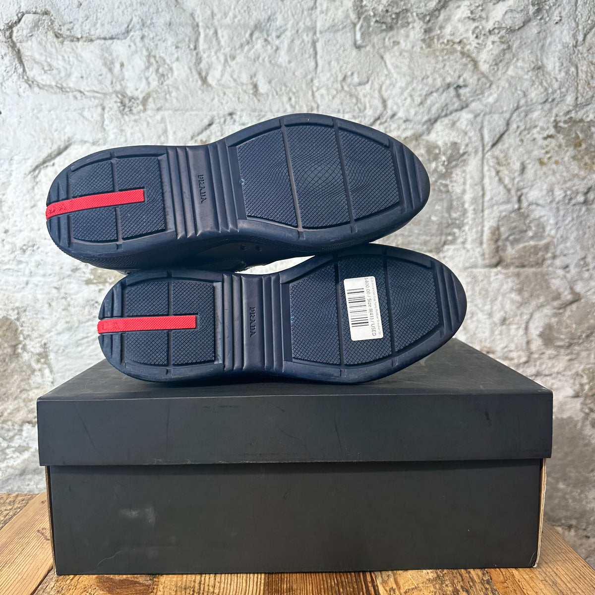 Prada Americas Cup Navy Rubber Sneaker Sz 8 (41)