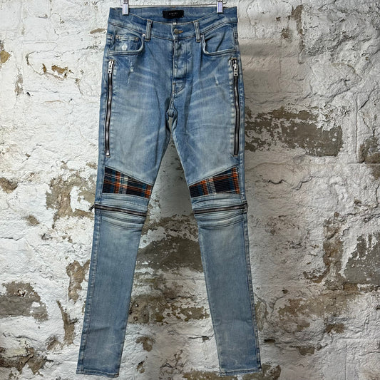 Amiri MX2 Multicolor Flannel Blue Denim Jeans Sz 29