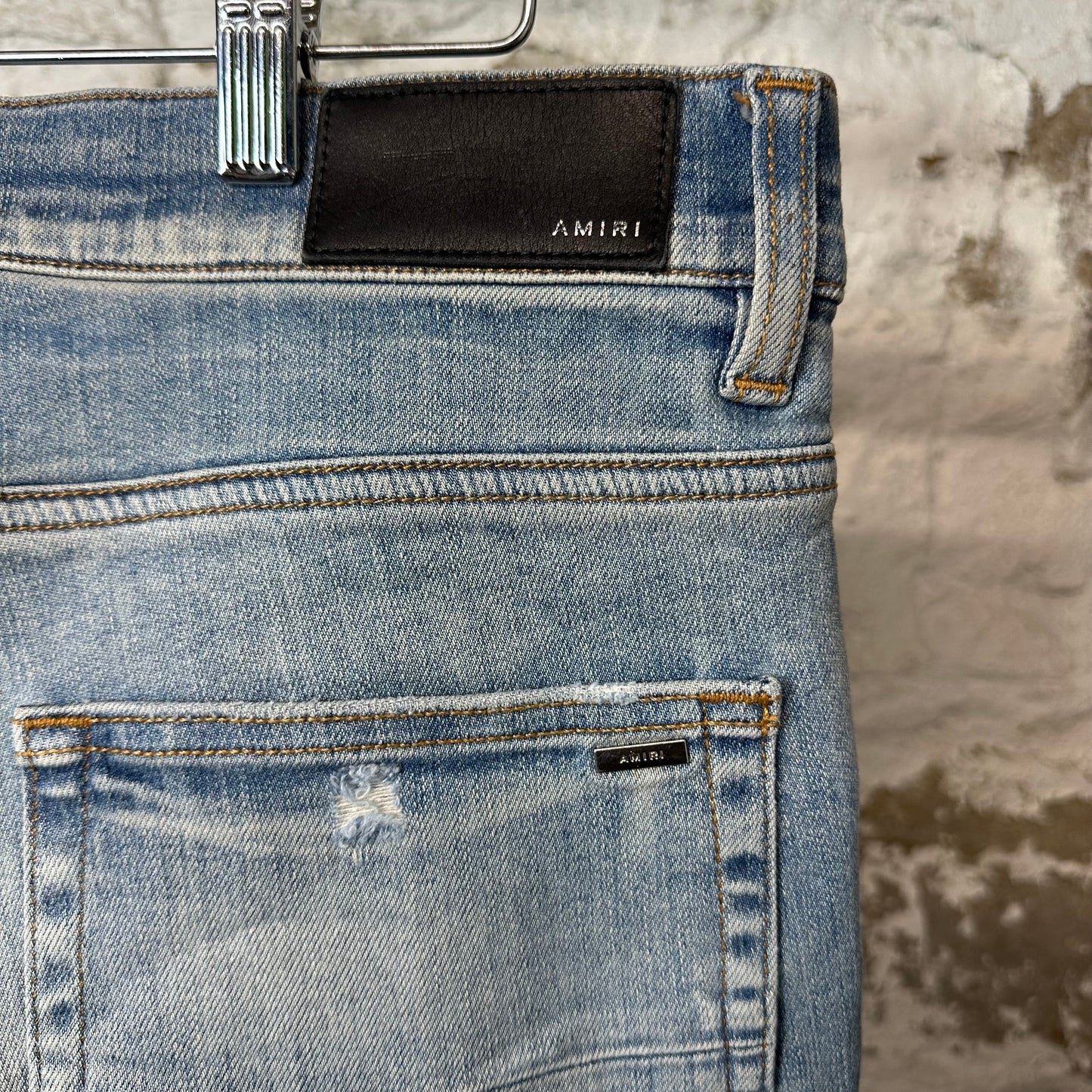 Amiri White Bone Blue Denim Jeans Sz 32
