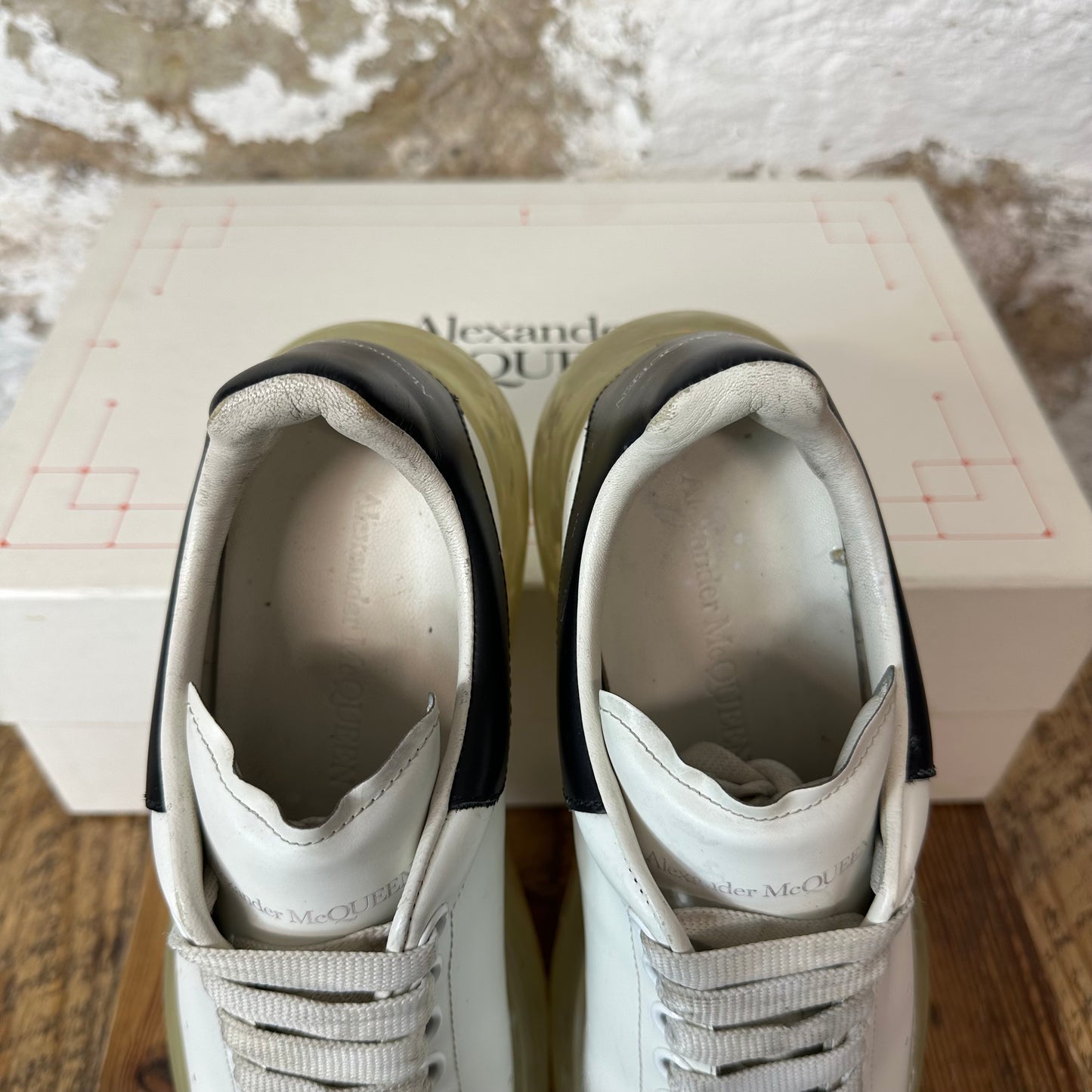 Alexander Mcqueen Black Tab White Clear Sole Sneaker Sz 6.5 (39)