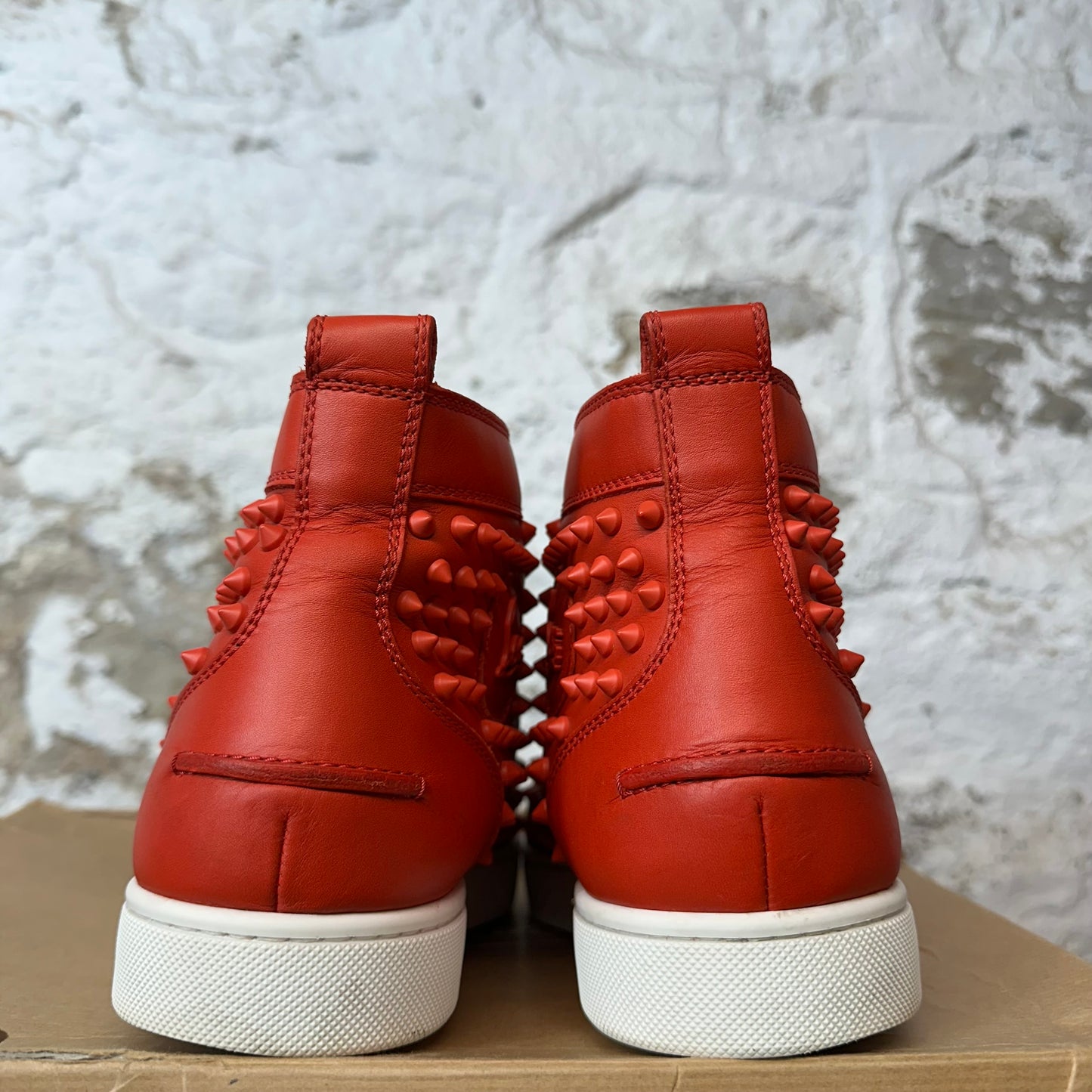 Christian Louboutin High Red Leather Spike Sneaker Sz 11 (44)