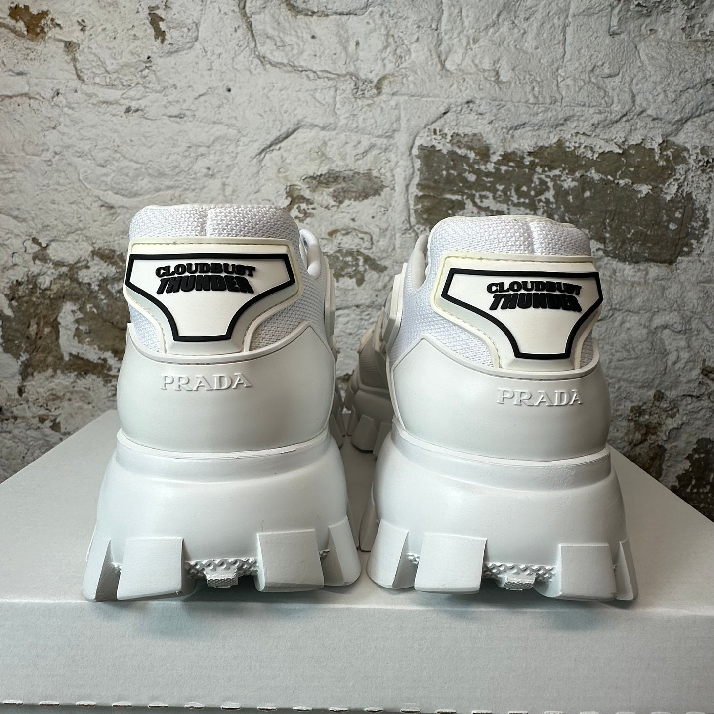 Prada Cloudbust Thunder Triple White Sneaker Sz 9