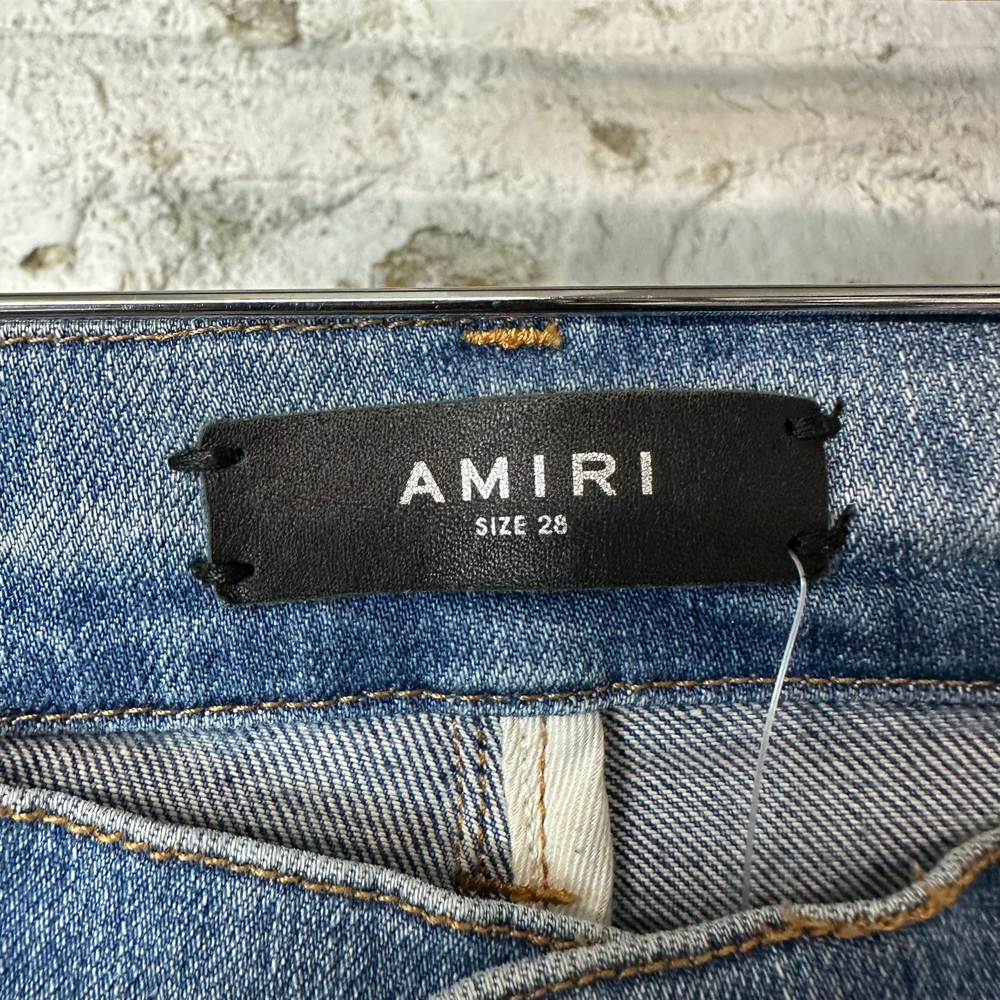 Amiri MX1 Orange Paisley Thrasher Blue Denim Jeans Sz 28