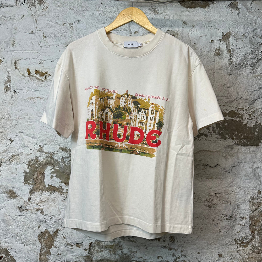 Rhude Monaco Gods T-shirt Cream Sz XS