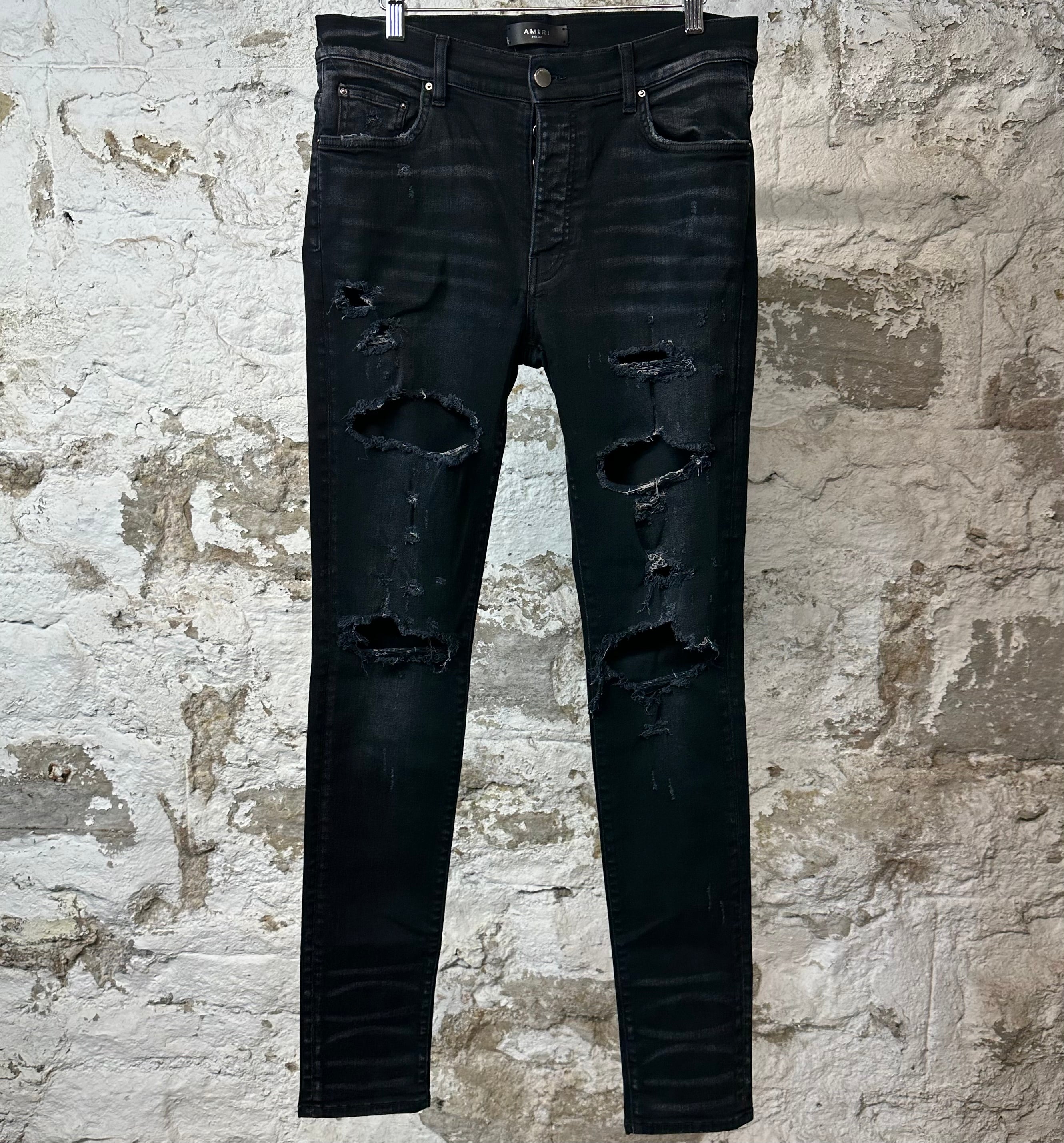Amiri Distressed Black Denim Jeans Sz 32