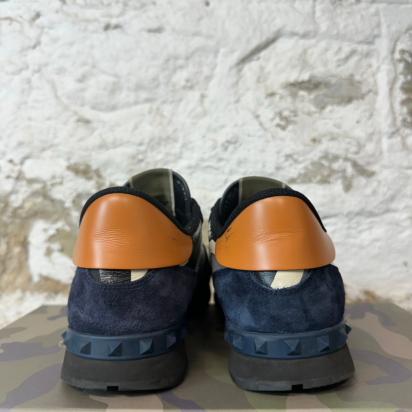 Valentino Blue Camo Black Rock Runner Sneaker Sz 8 (41)