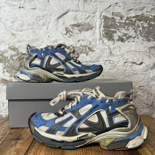 Balenciaga Runner Blue White Grey Worn Out Sneaker Sz 8 (41)