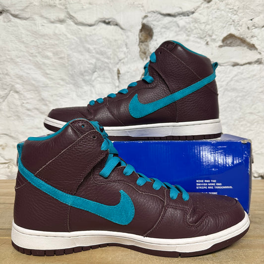 Nike SB Dunk High Deep Burgundy Aquamarine Sz 10.5