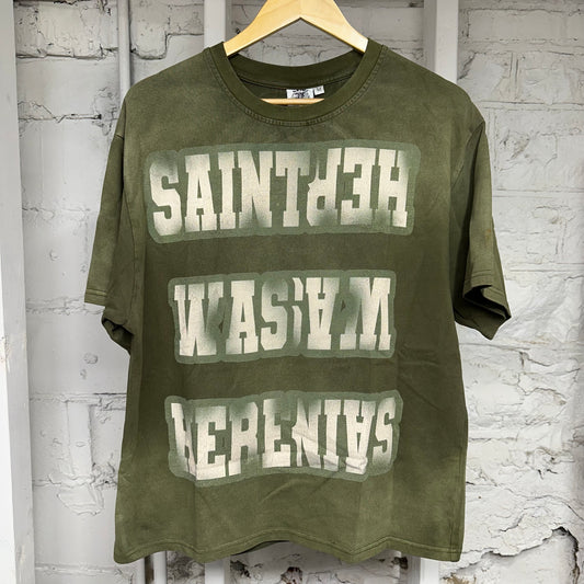 Saint Vanity Saint Was Here Olive T-Shirt Sz M