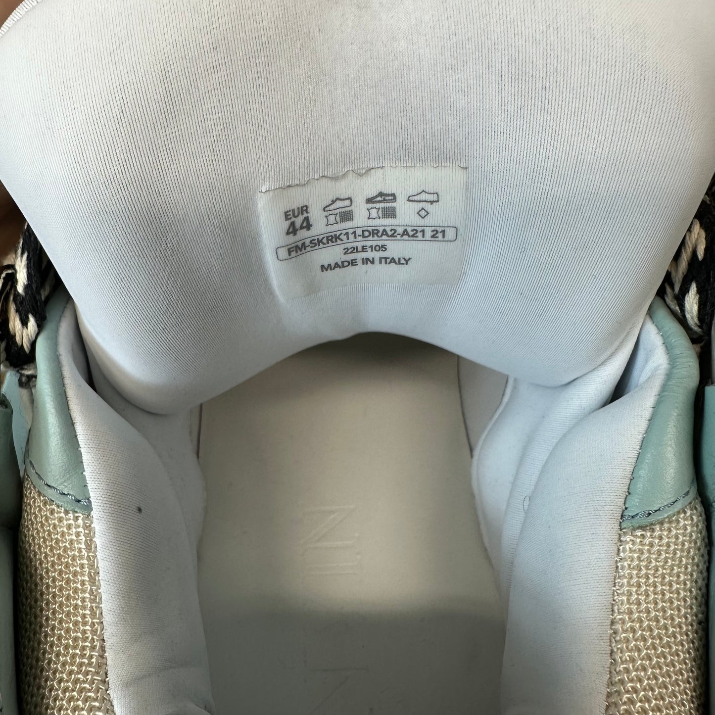 Lanvin Curb Black White Lace Green Blue Sneaker Sz 11 (44)