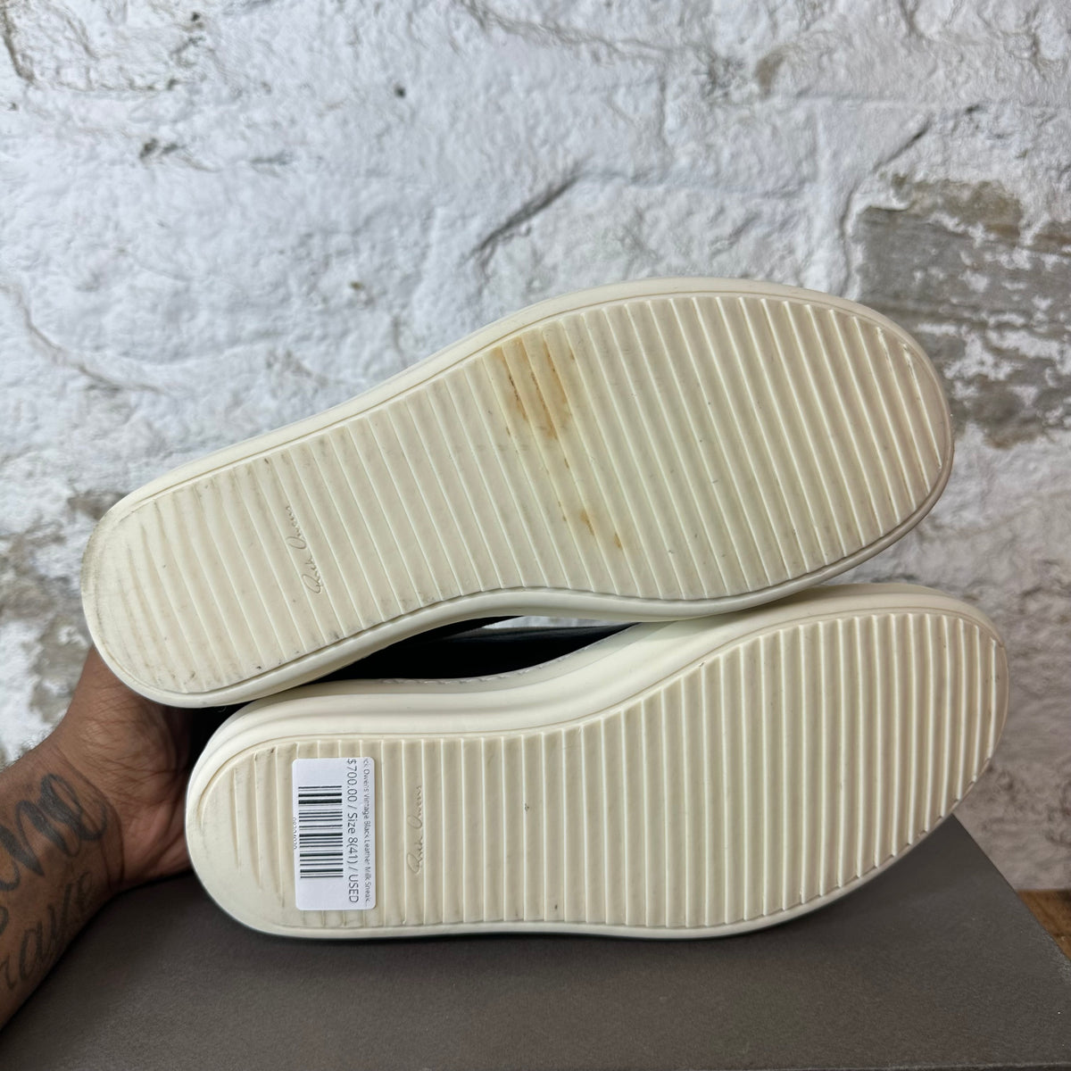 Rick Owens Vintage Black Leather Milk Sneaker Sz 8 (41)