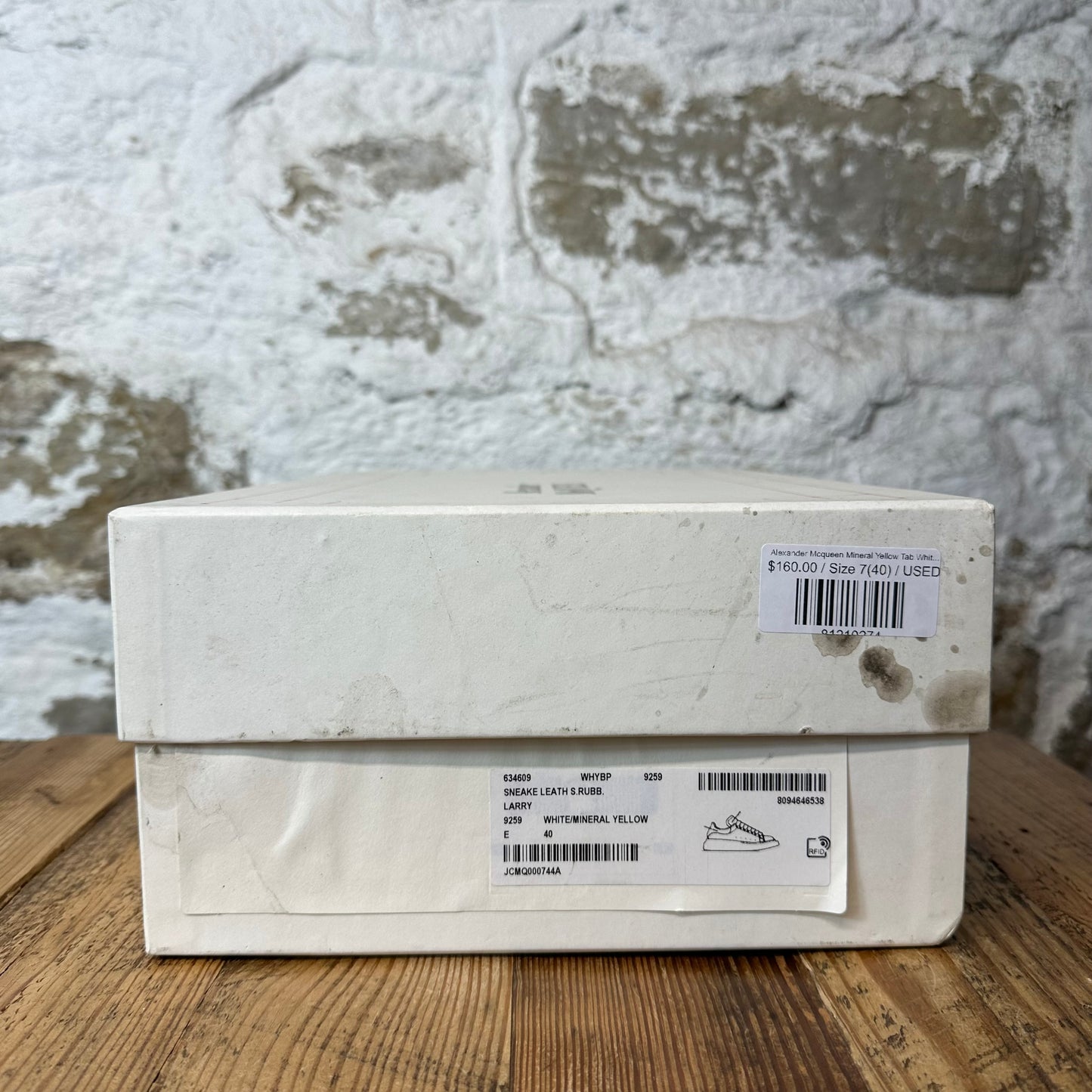 Alexander McQueen Mineral Yellow Tab White Sneaker Sz 7 (40)