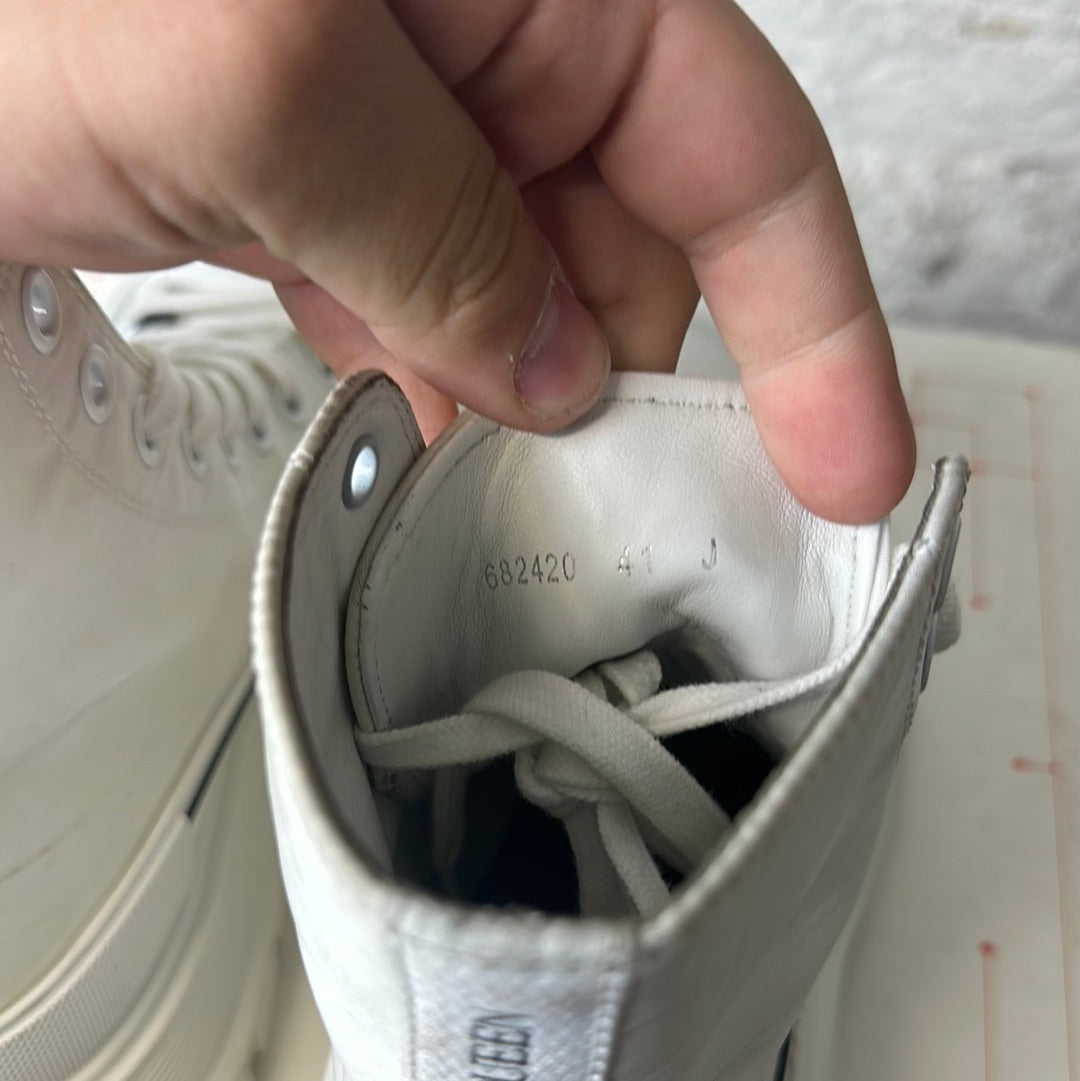 Alexander Mcqueen Spellout Tread High Boot White Sz 8 (41)