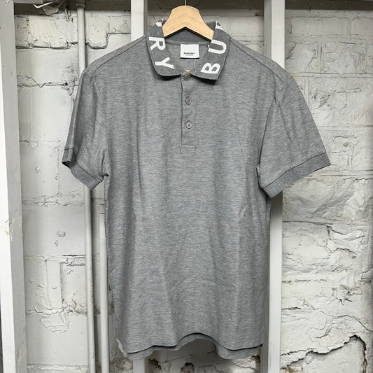 Burberry Collar Logo Polo Grey Sz M