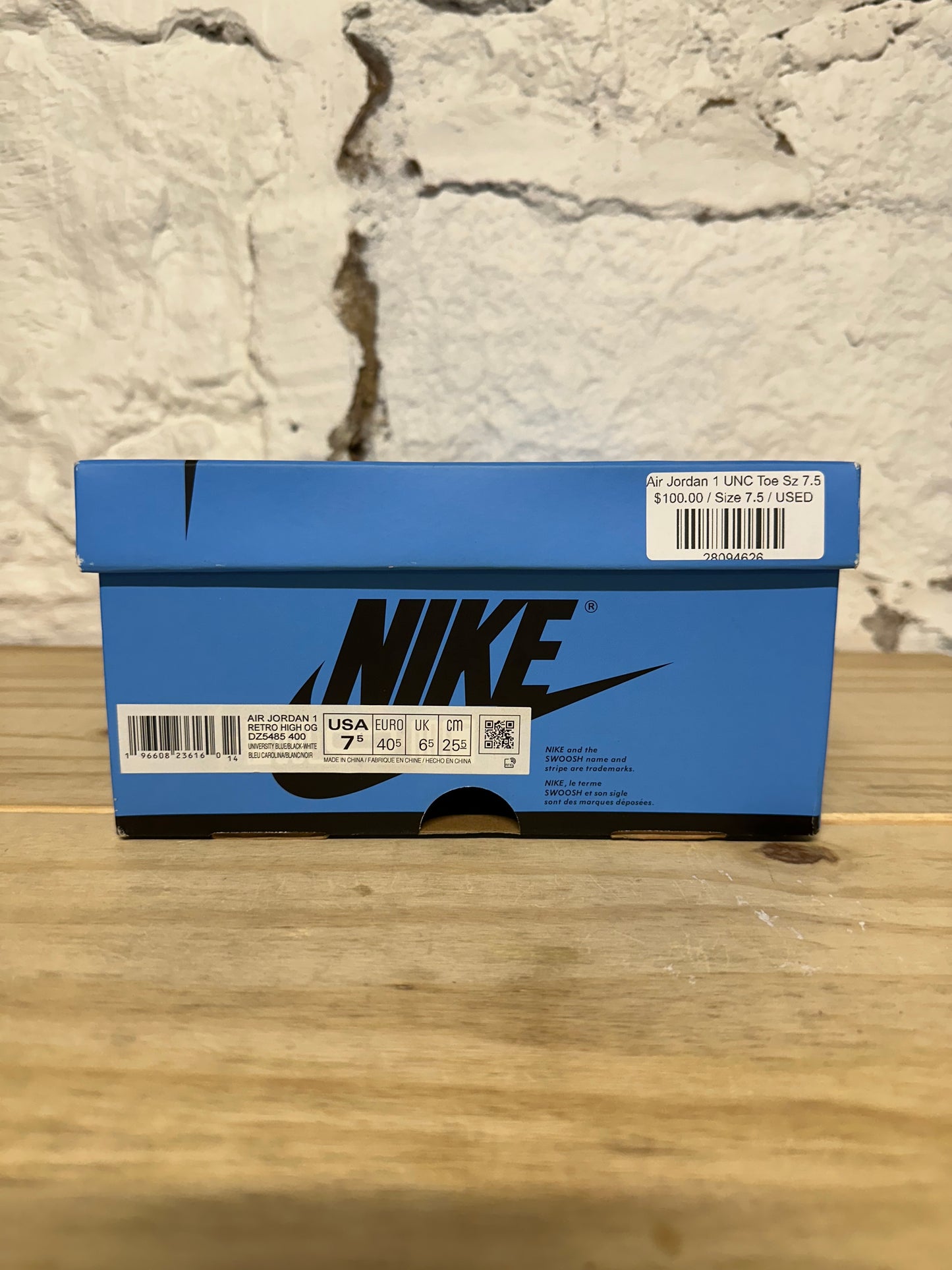 Air Jordan 1 High UNC Toe Sz 7.5