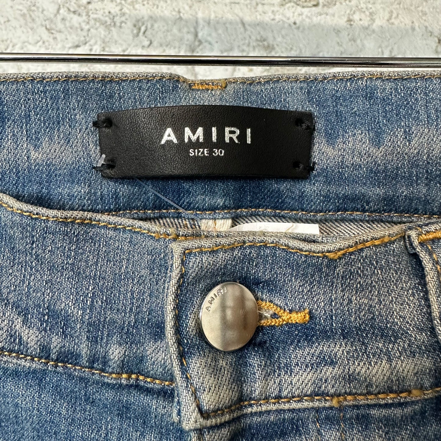 Amiri Embroidered Reaper Logo Blue Denim Jeans Sz 30