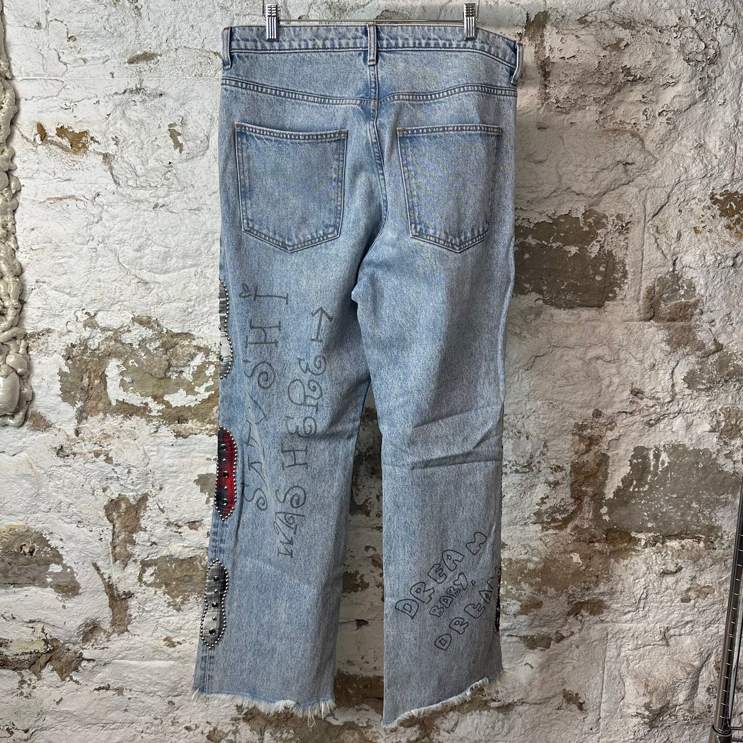 Satoshi Nakamoto Nessa Printed Blue Denim Jeans Sz 34