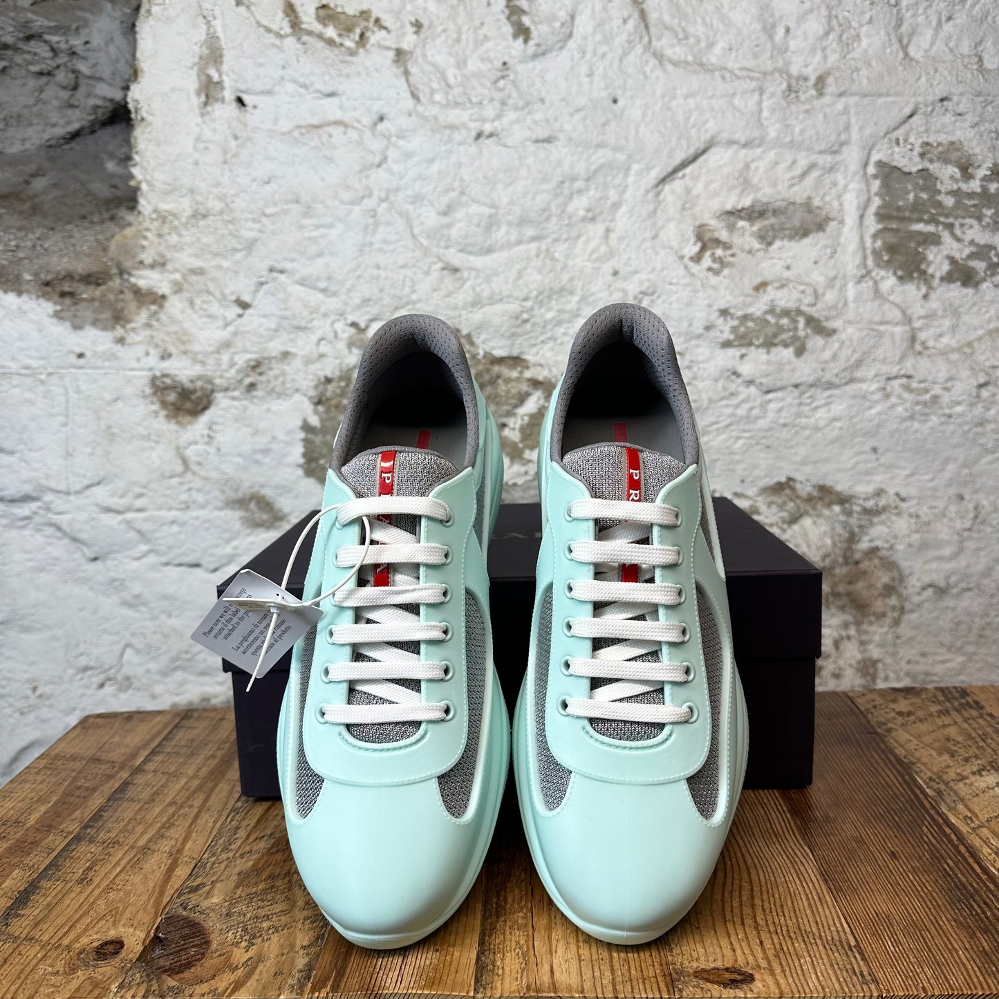 Prada Americas Cup Mint Green Rubber Sneaker Sz 12 (45) DS