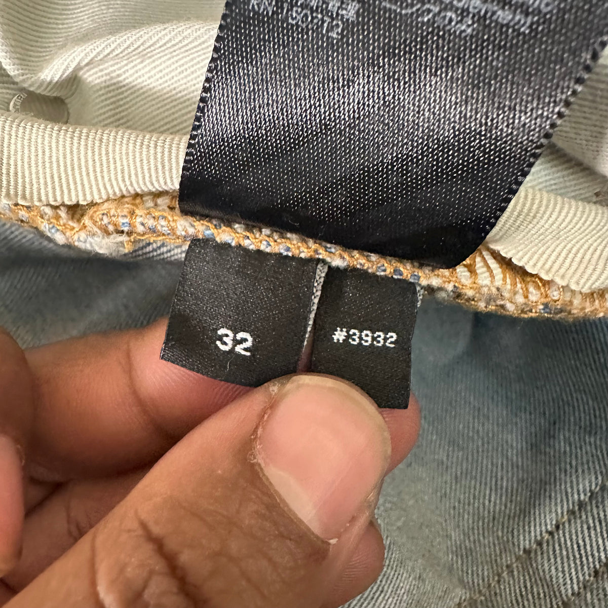 Amiri MX1 Cream Suede Blue Denim Jeans Sz 32