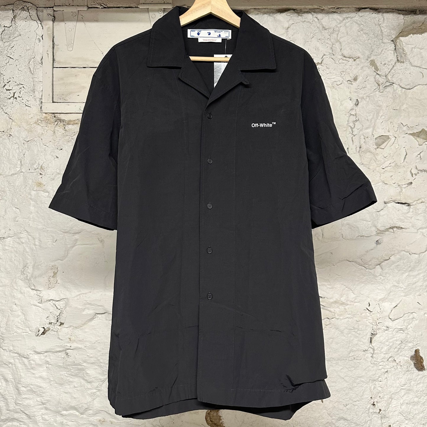 Off-White Spray Diagonals Button Up Shirt Black Sz L