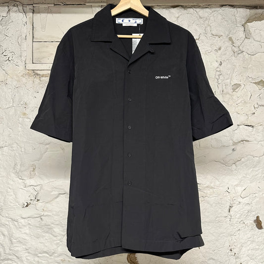Off-White Spray Diagonals Button Up Shirt Black Sz L