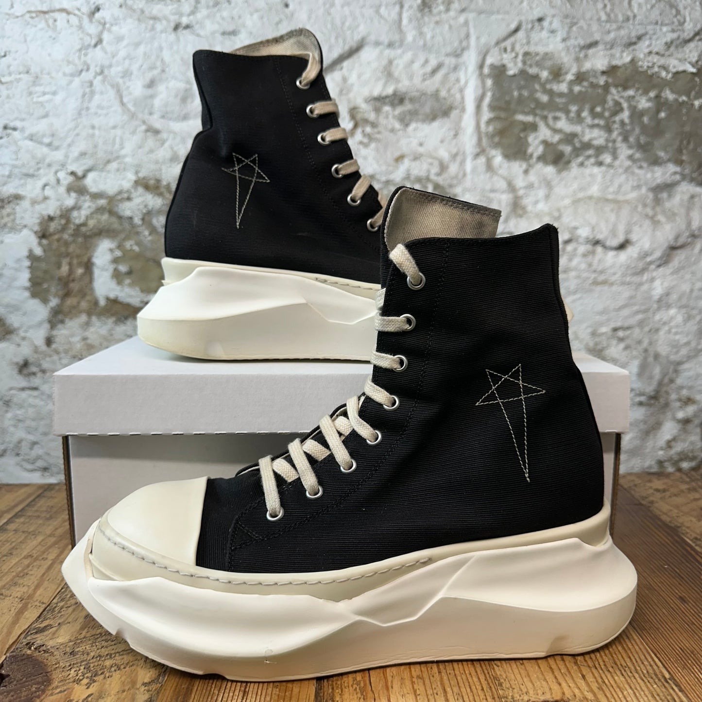 Rick Owens High Penta Abstract Black Milk Sneaker Sz 8 (41)