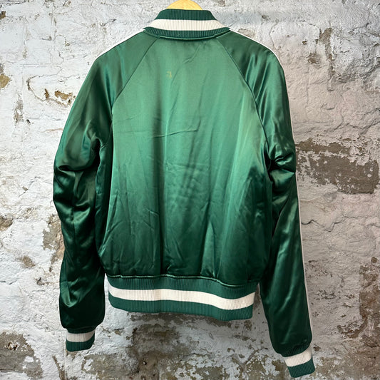 Amiri Green Yellow Reversible Satin Varsity Jacket Sz L