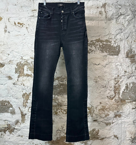 Amiri Plain Faded Black Flare Denim Jeans Sz 29