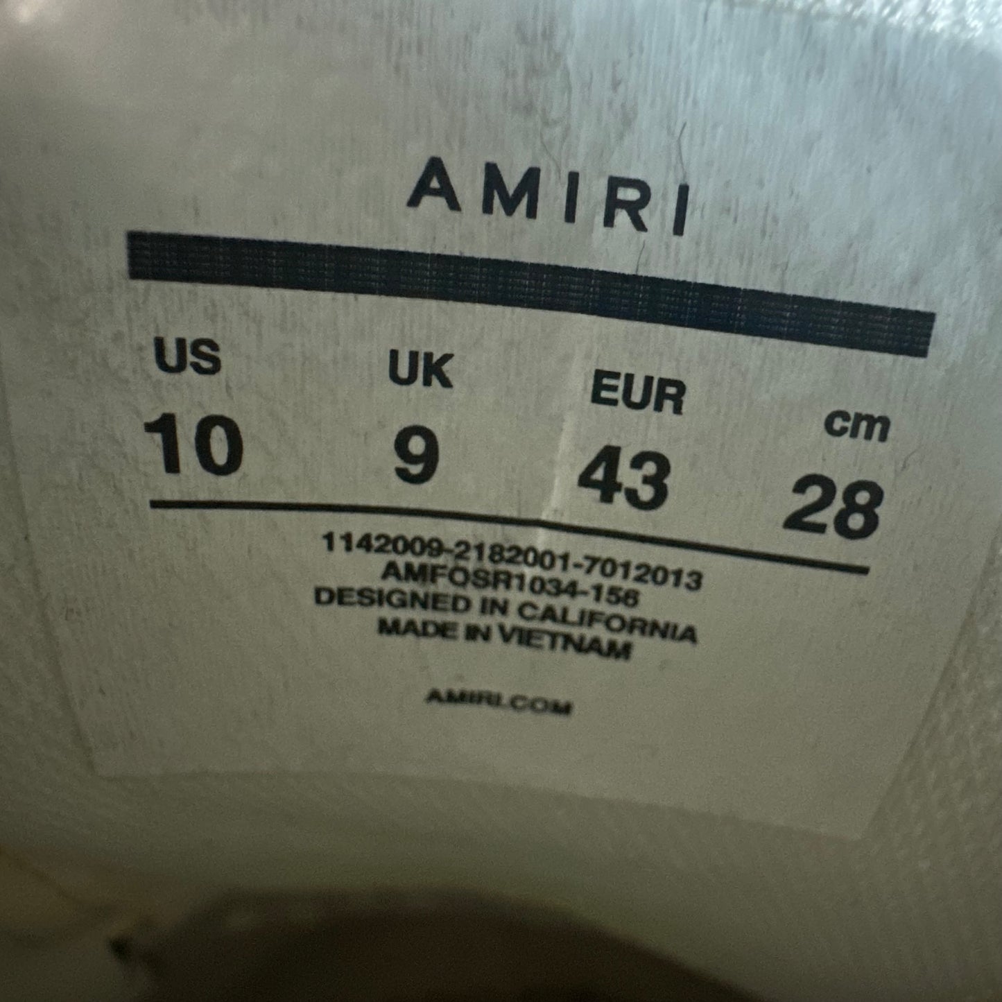 Amiri Gold Skeleton White Sneaker Sz 10 (43)