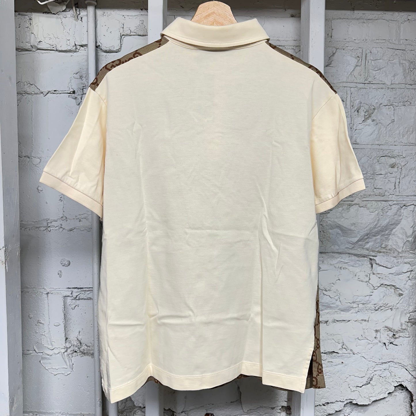Gucci Beige GG Monogram Cream Polo Shirt Sz M