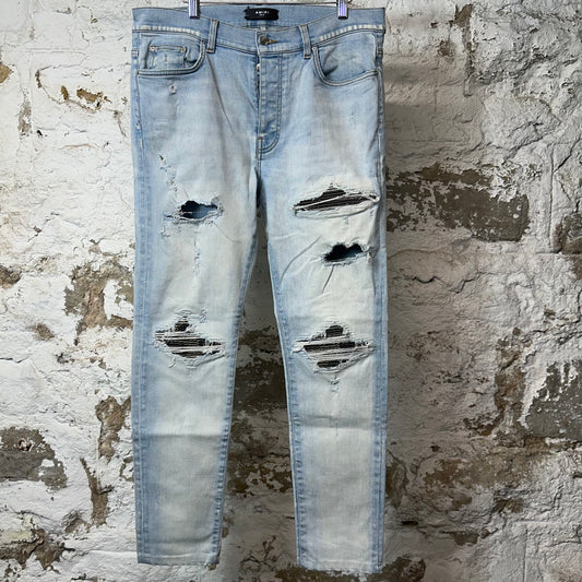Amiri MX1 Light Camo Light Blue Denim Jeans Sz 36 (Tailored Short)