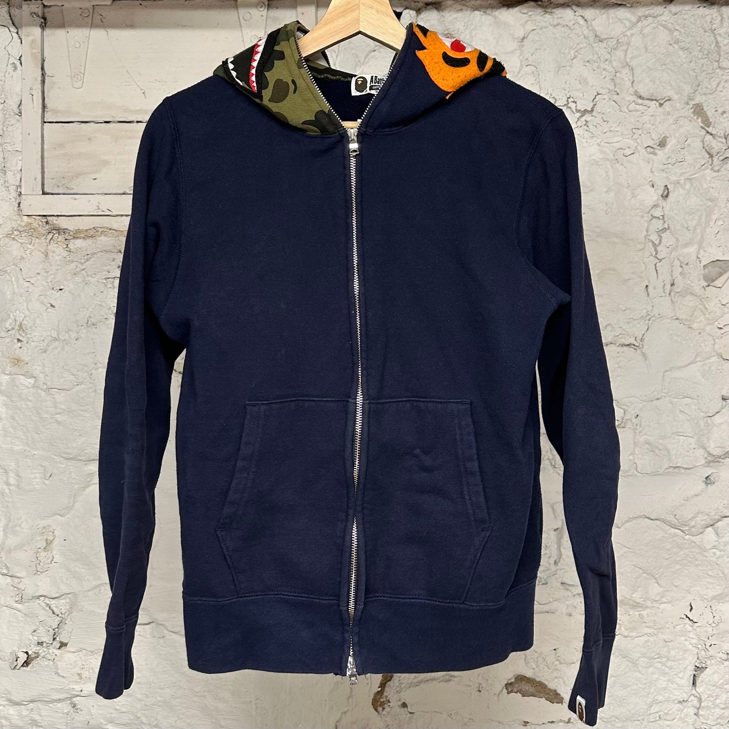 Bape Navy Shark Hoodie Sz S