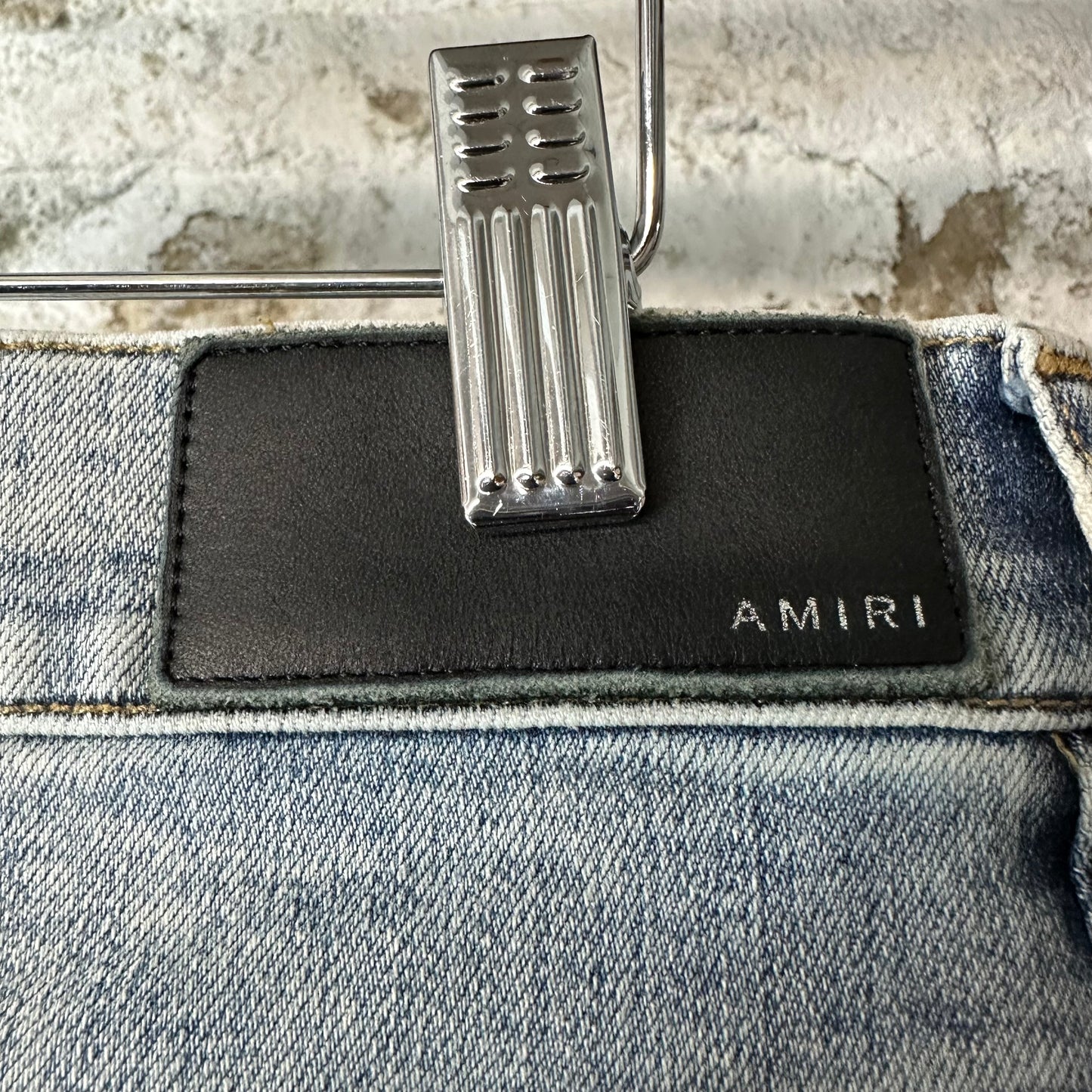 Amiri Crystal MA Quadstitch Blue Denim Jeans Sz 34