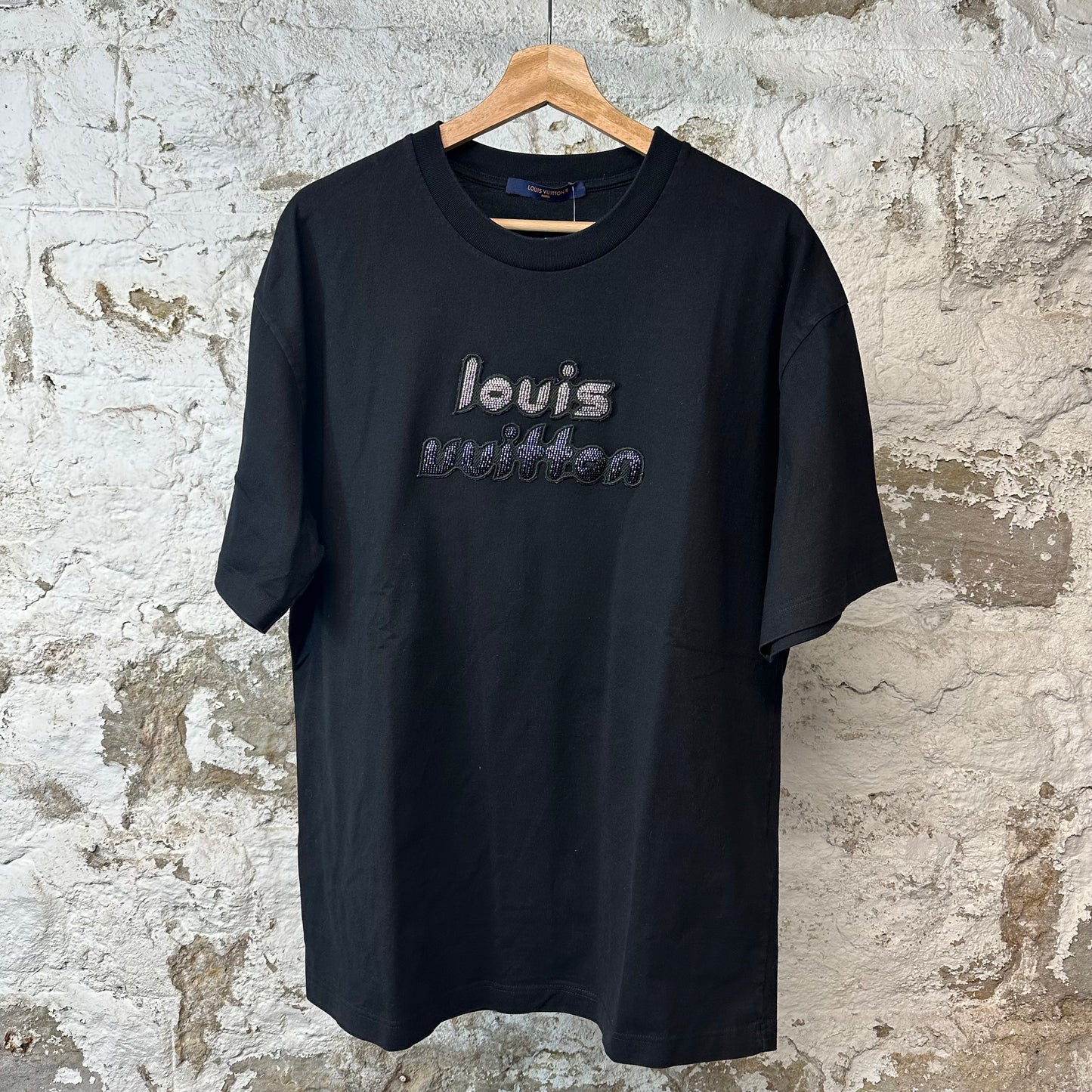 Louis Vuitton Bead Embroidered T-shirt Black Sz XL