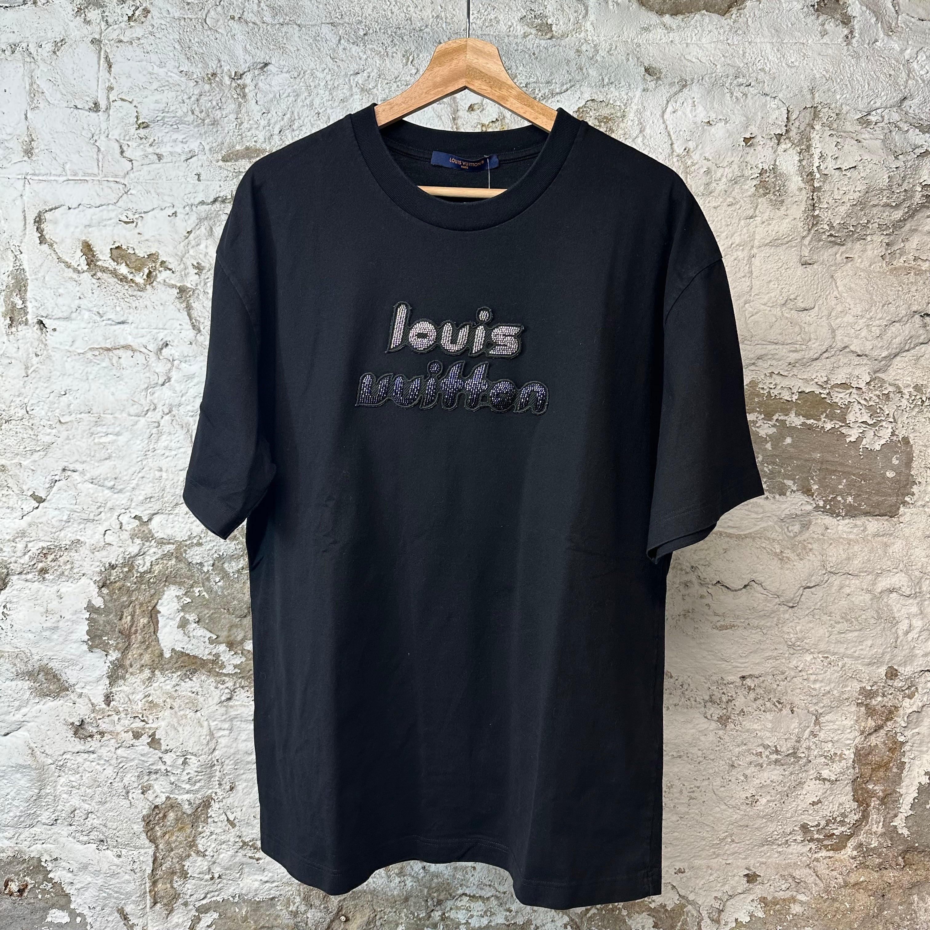 Louis Vuitton Bead Embroidered T-shirt Black Sz XL