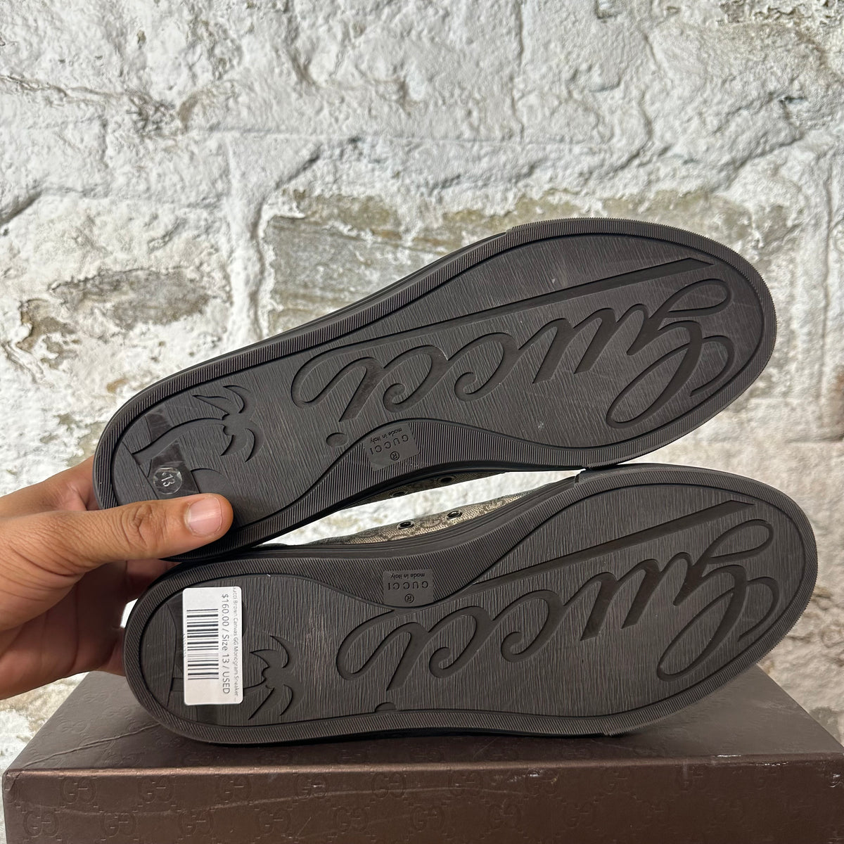 Gucci Brown Canvas GG Monogram Sneaker Sz 13