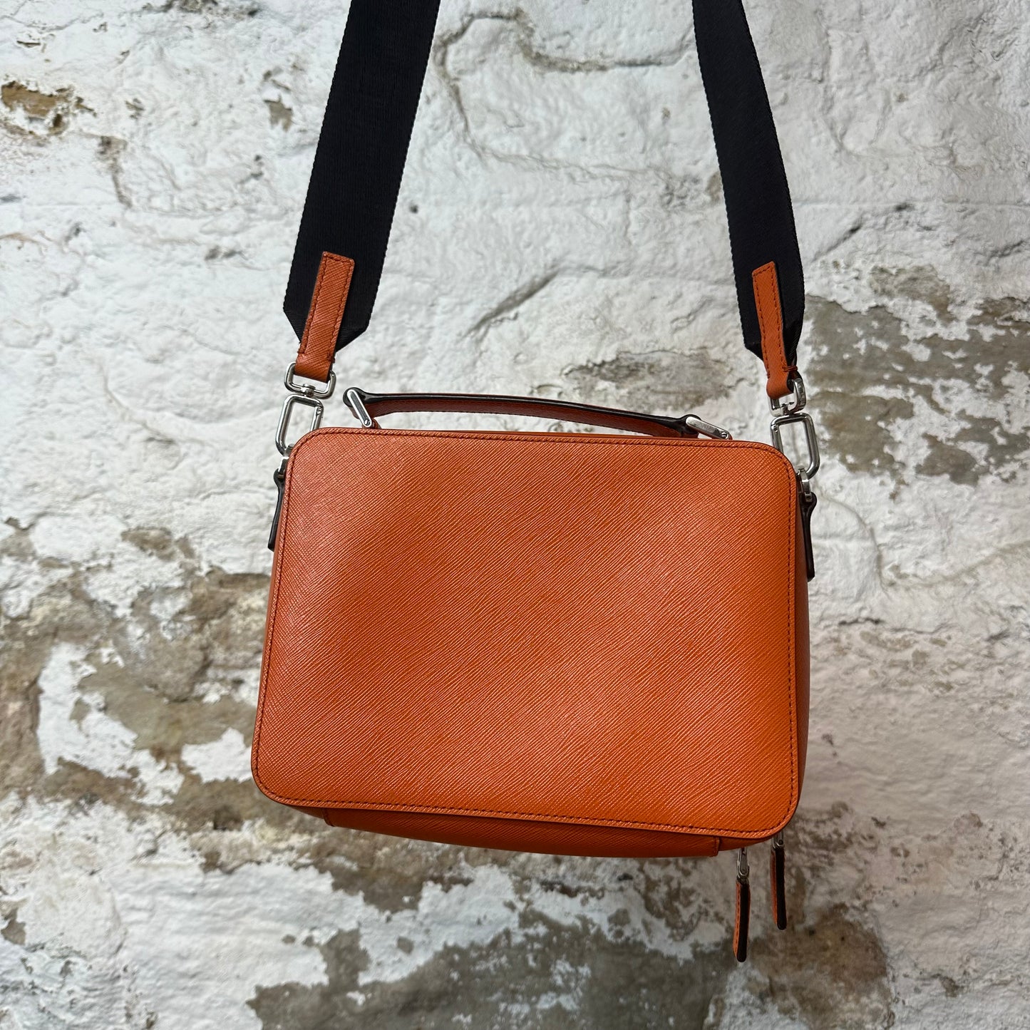 Prada Brique Saffiano Leather Orange Crossbody Bag