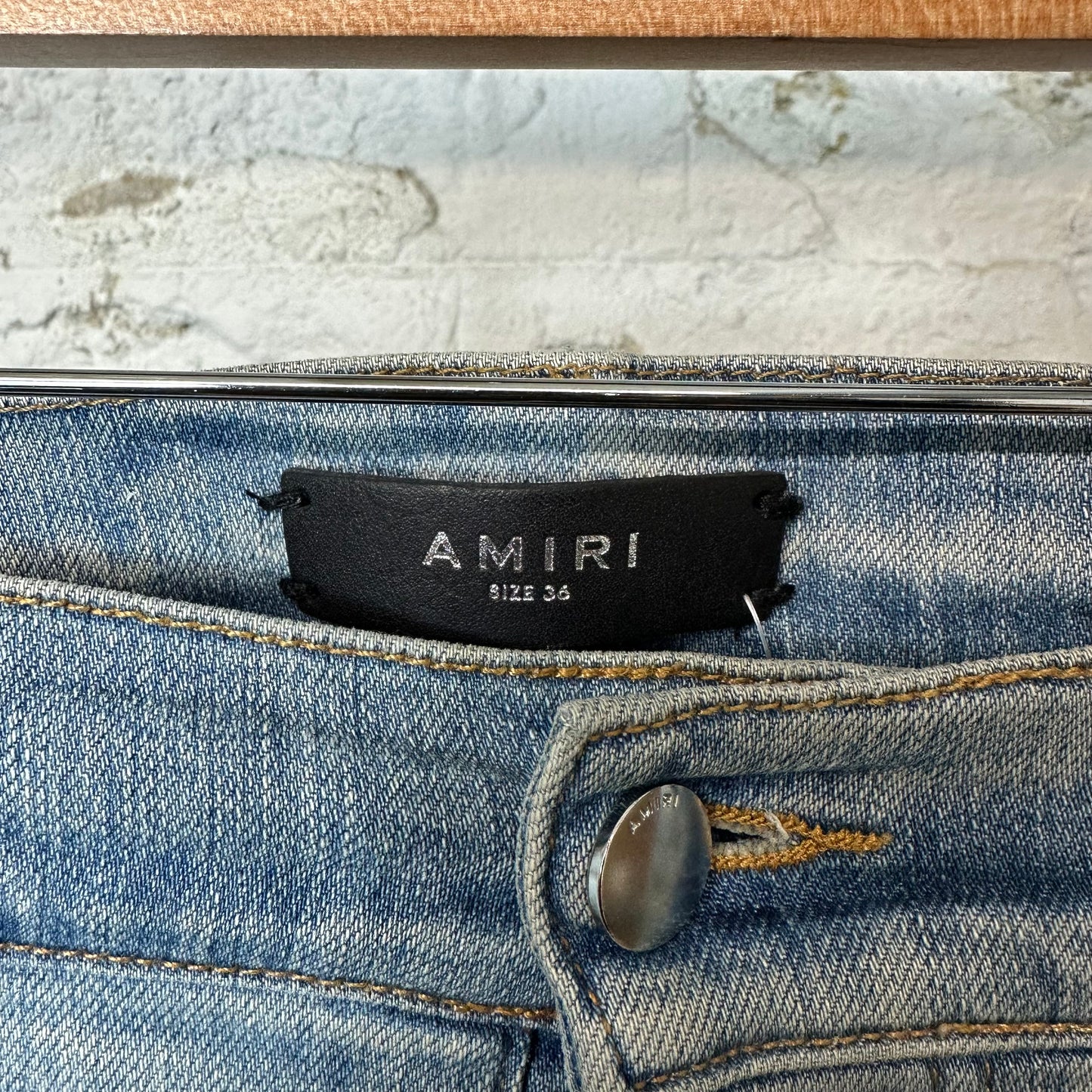 Amiri Leopard Print Thrasher Blue Denim Jeans Sz 36