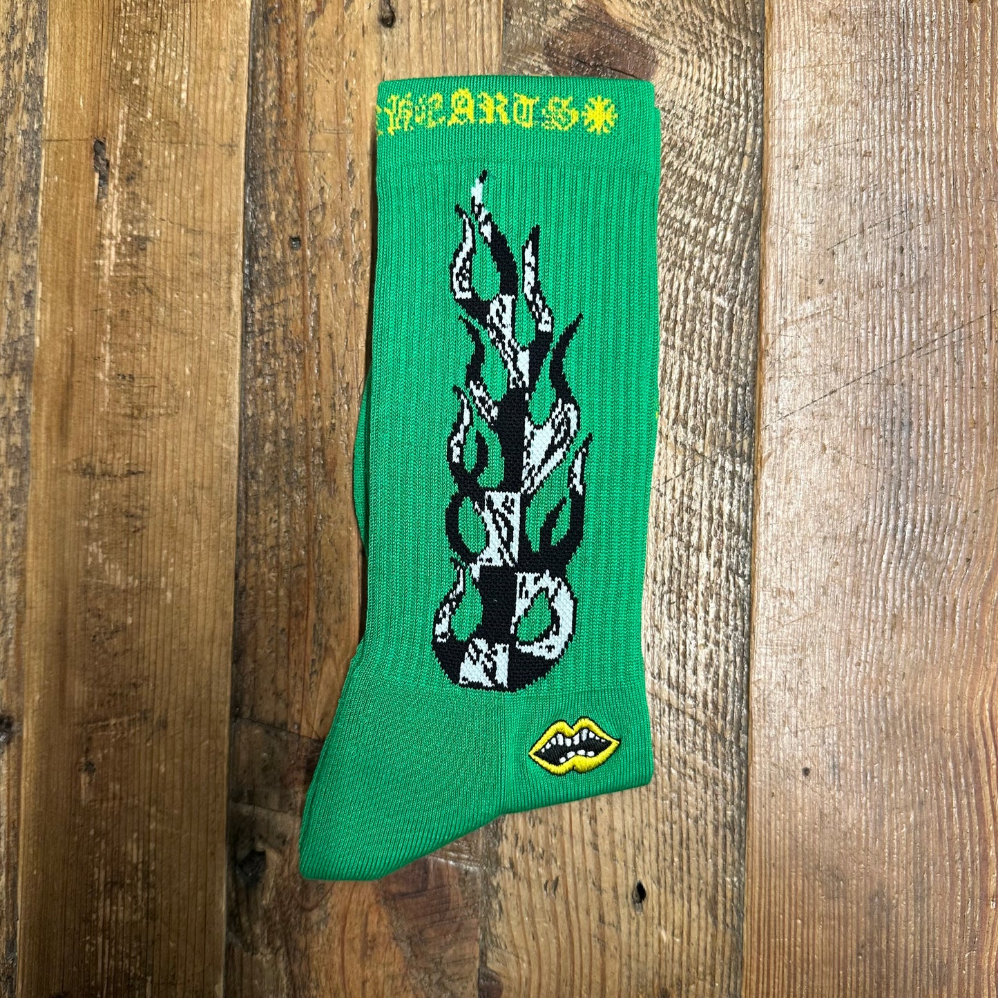 Chrome Hearts Matty Boy Green Flame Socks DS