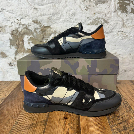 Valentino Blue Camo Black Rock Runner Sneaker Sz 8 (41)