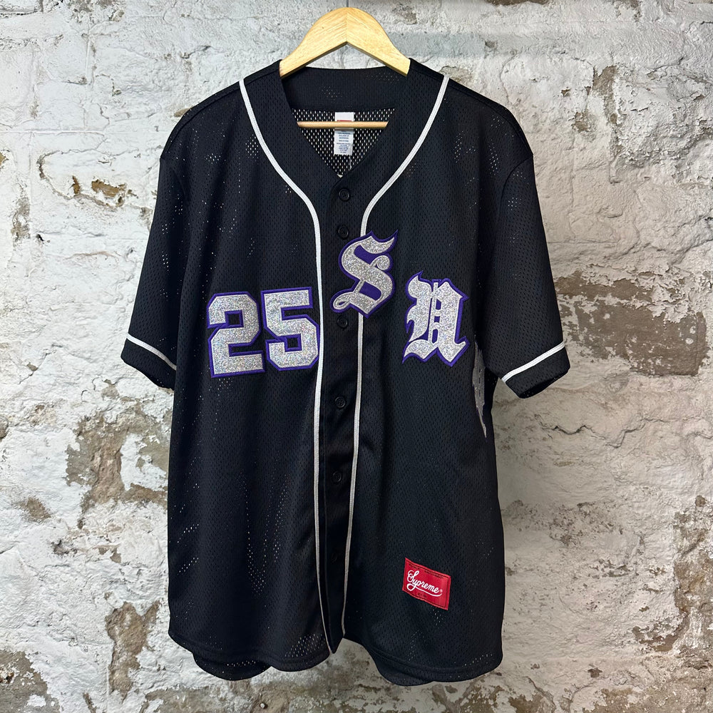 Supreme Old English Baseball Jersey Black Sz L