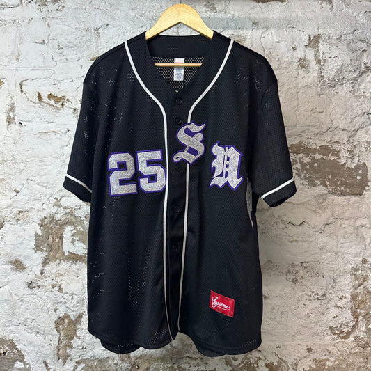 Supreme Old English Baseball Jersey Black Sz L