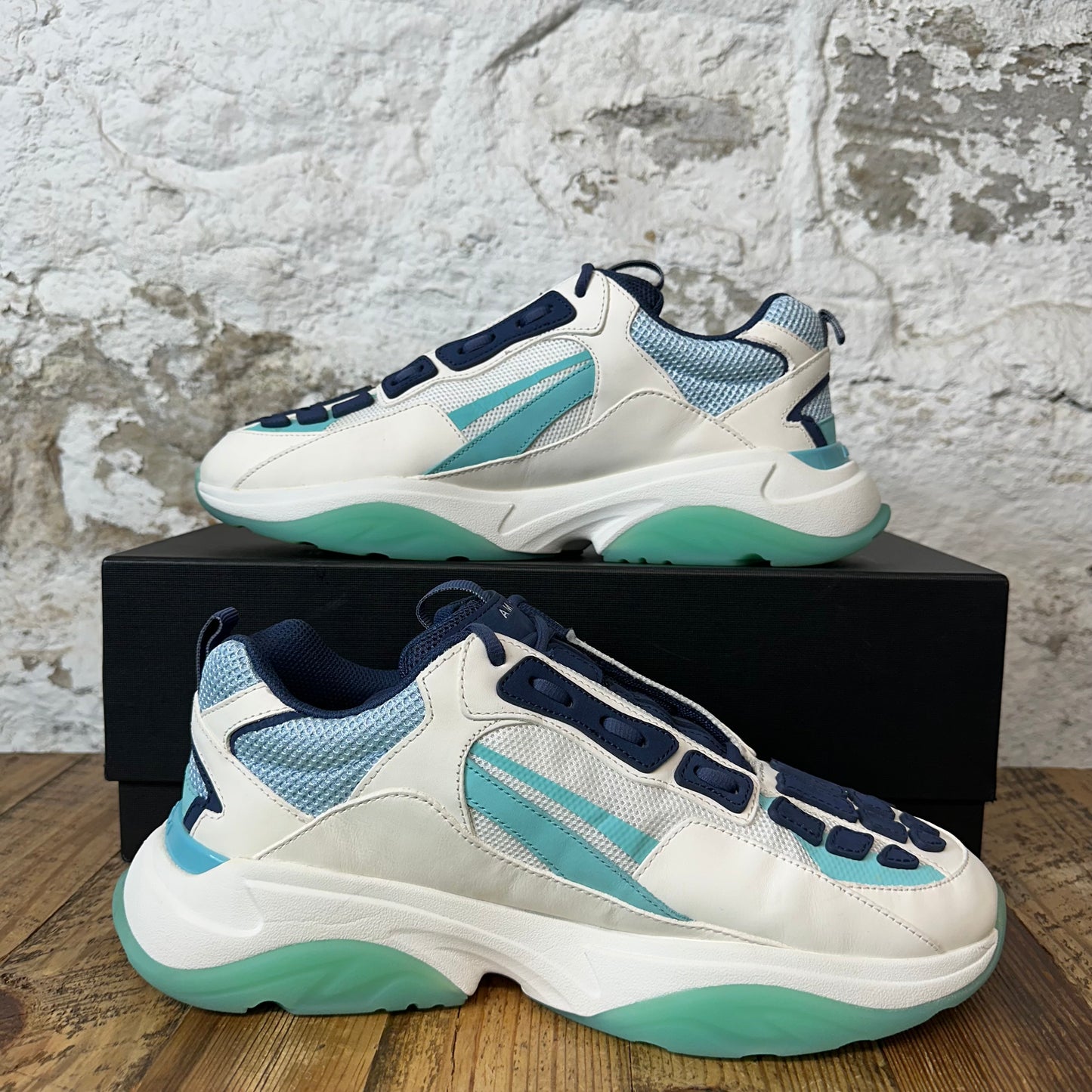 Amiri Navy Bone Runner White Teal Sneaker Sz 13 (46)