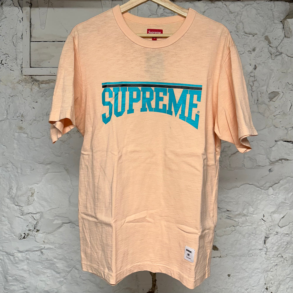 Supreme Chest Spellout Pink T-Shirt Sz M