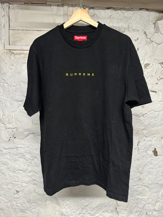 Supreme Yellow Spellout Black T-Shirt Sz M