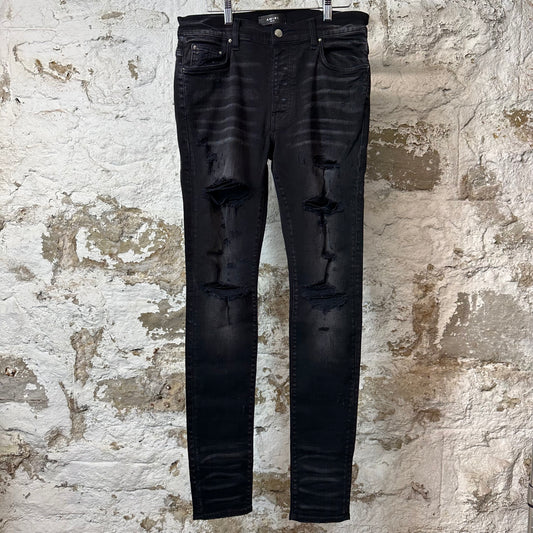 Amiri Distressed Faded Black Denim Jeans Sz 32