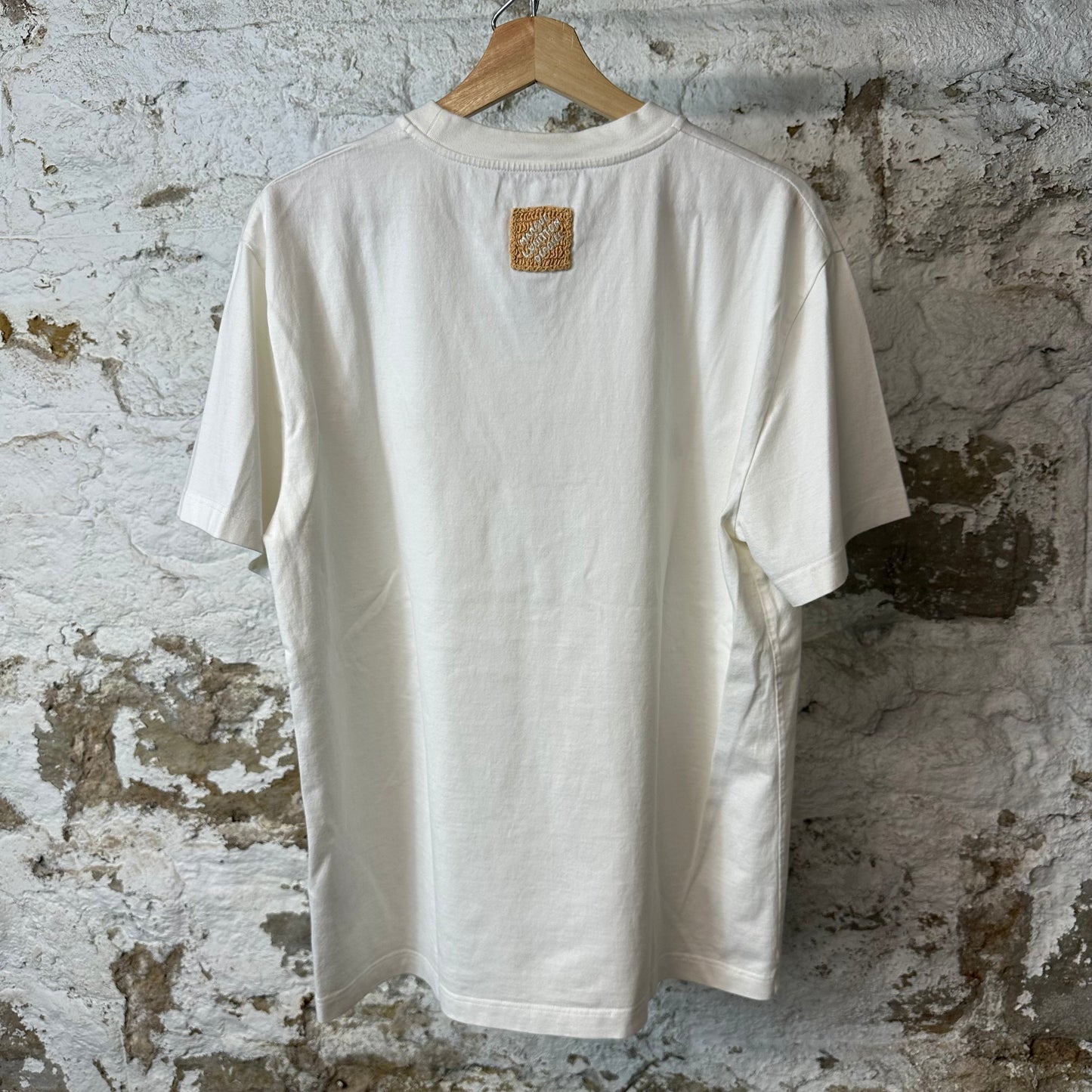 Louis Vuitton Embroidered Signature White T-Shirt Sz L
