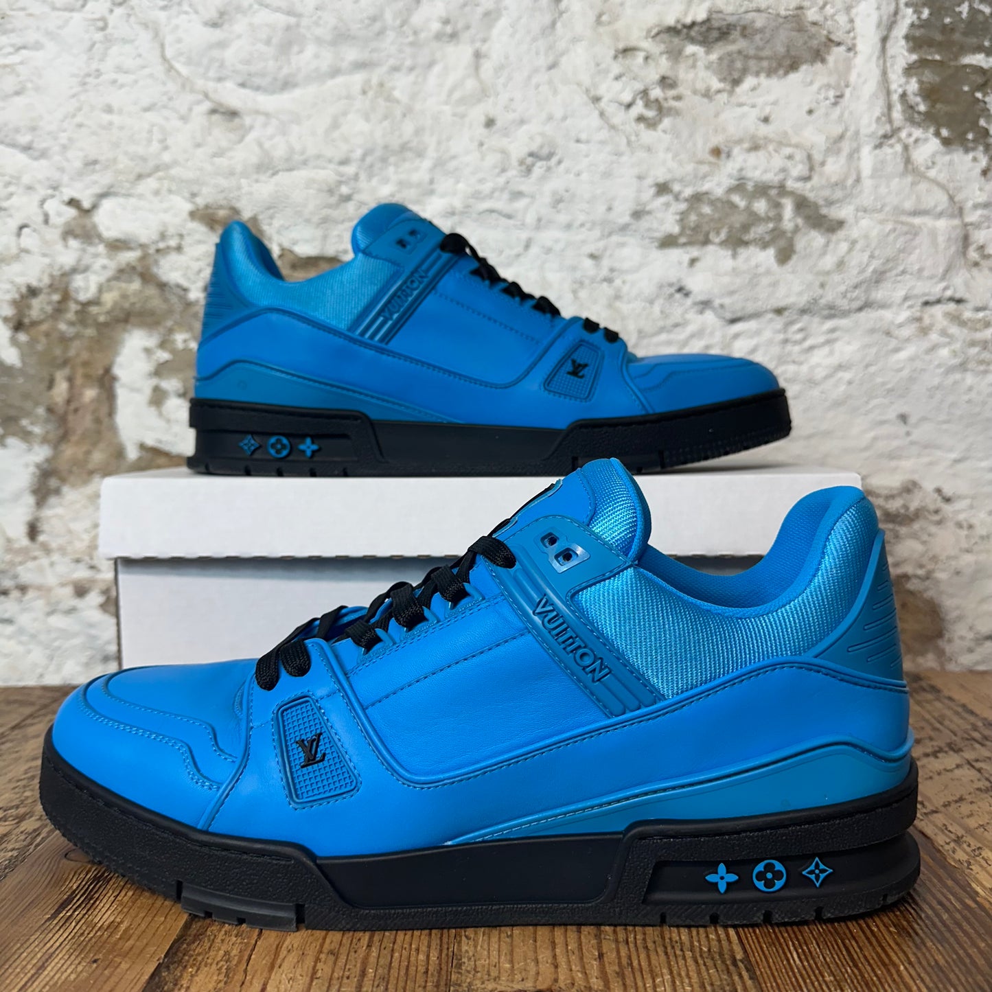 Louis Vuitton Black Blue Trainer Sneaker Sz 11.5 (10LV)