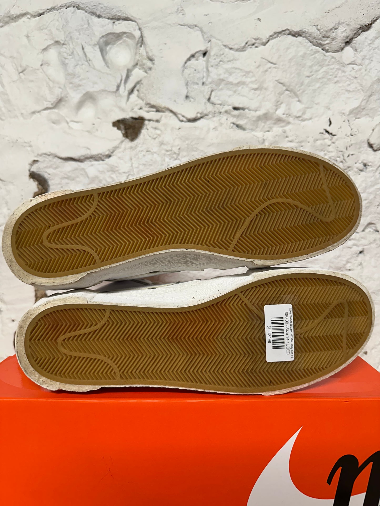 Nike Sacai Blazer White Grey Sz 14