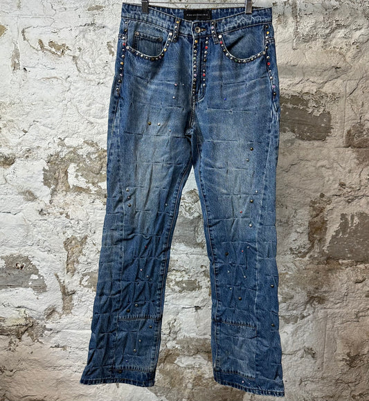 Who Decides War Studded Gems Blue Denim Jeans Sz 30